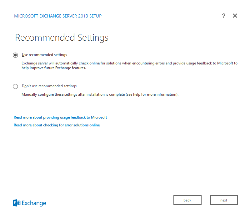 Installeer Exchange 2013 op Windows Server 2012 Recommed Settings